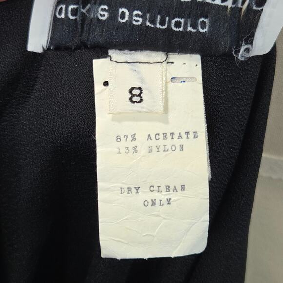 Vintage 80s Black Satin Dress Size 8 S Cowl Back Bias Cut 20s Style Art Deco - Picture 10 of 11